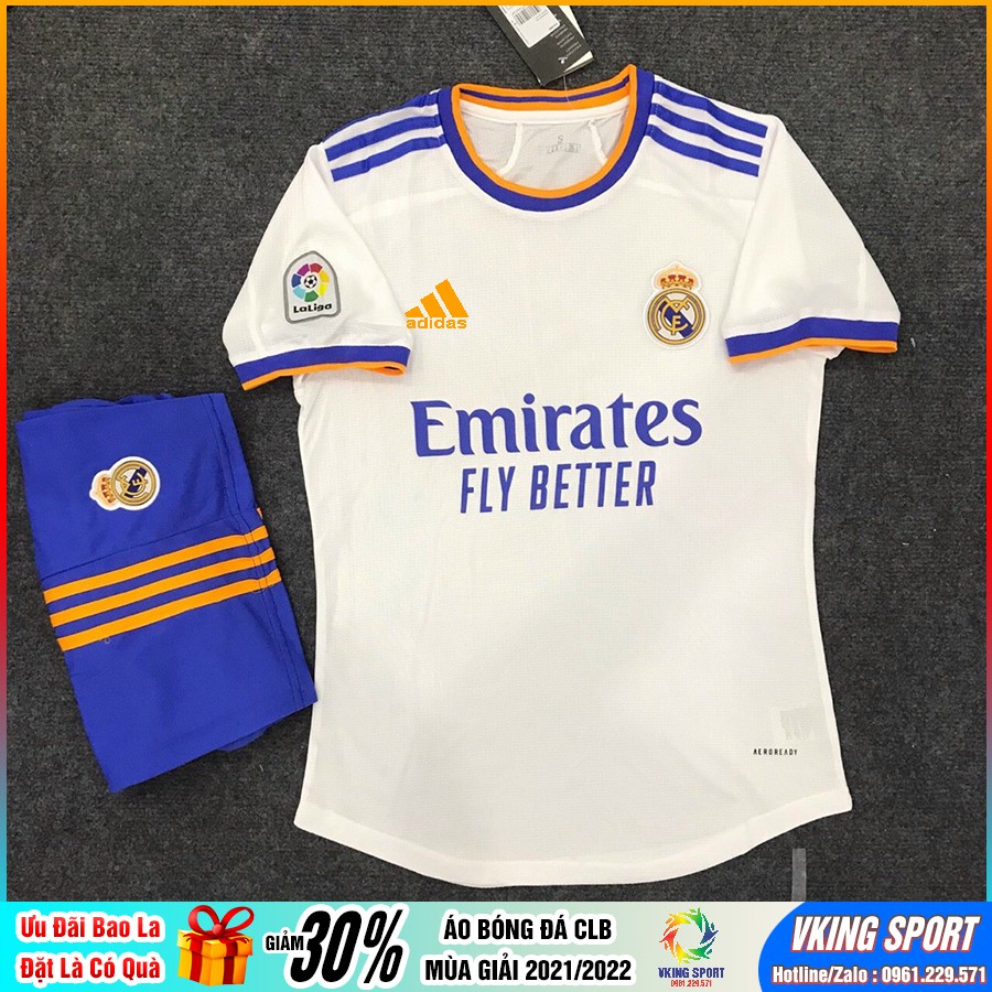 Áo real madrid 2022 | bộ quần áo bóng đá clb real madrid 2021/2022 sân nhà màu trắng