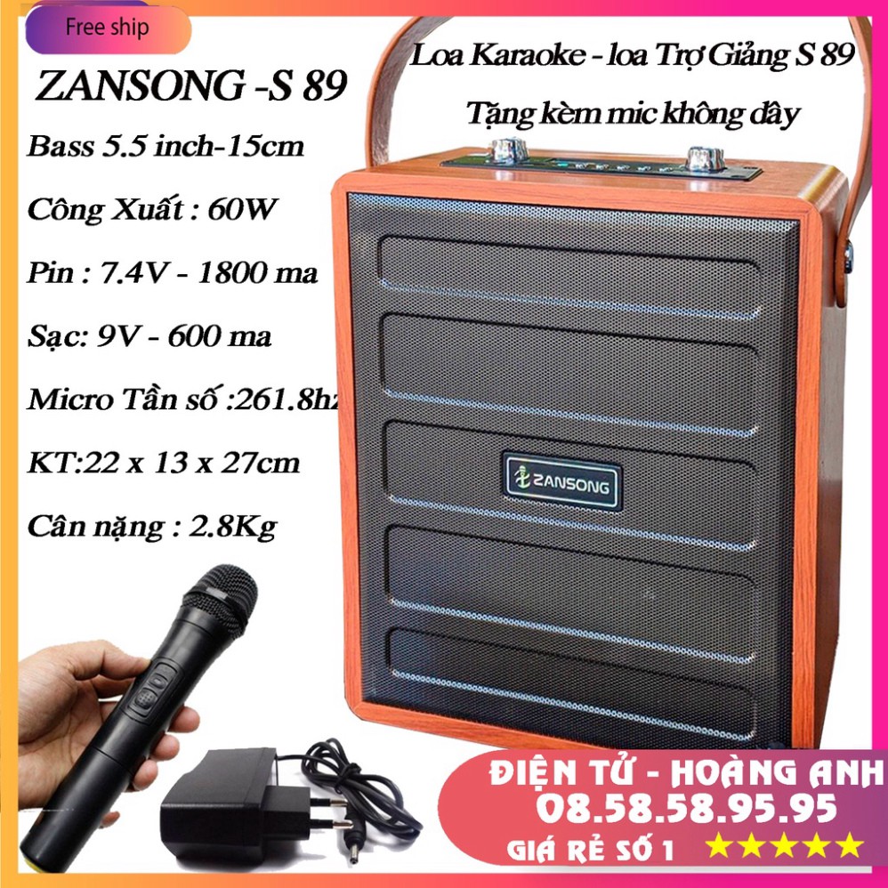 Loa Karaoke Loa trợ giảng Bluetooth Zansong S89 Mini Mẫu Mới