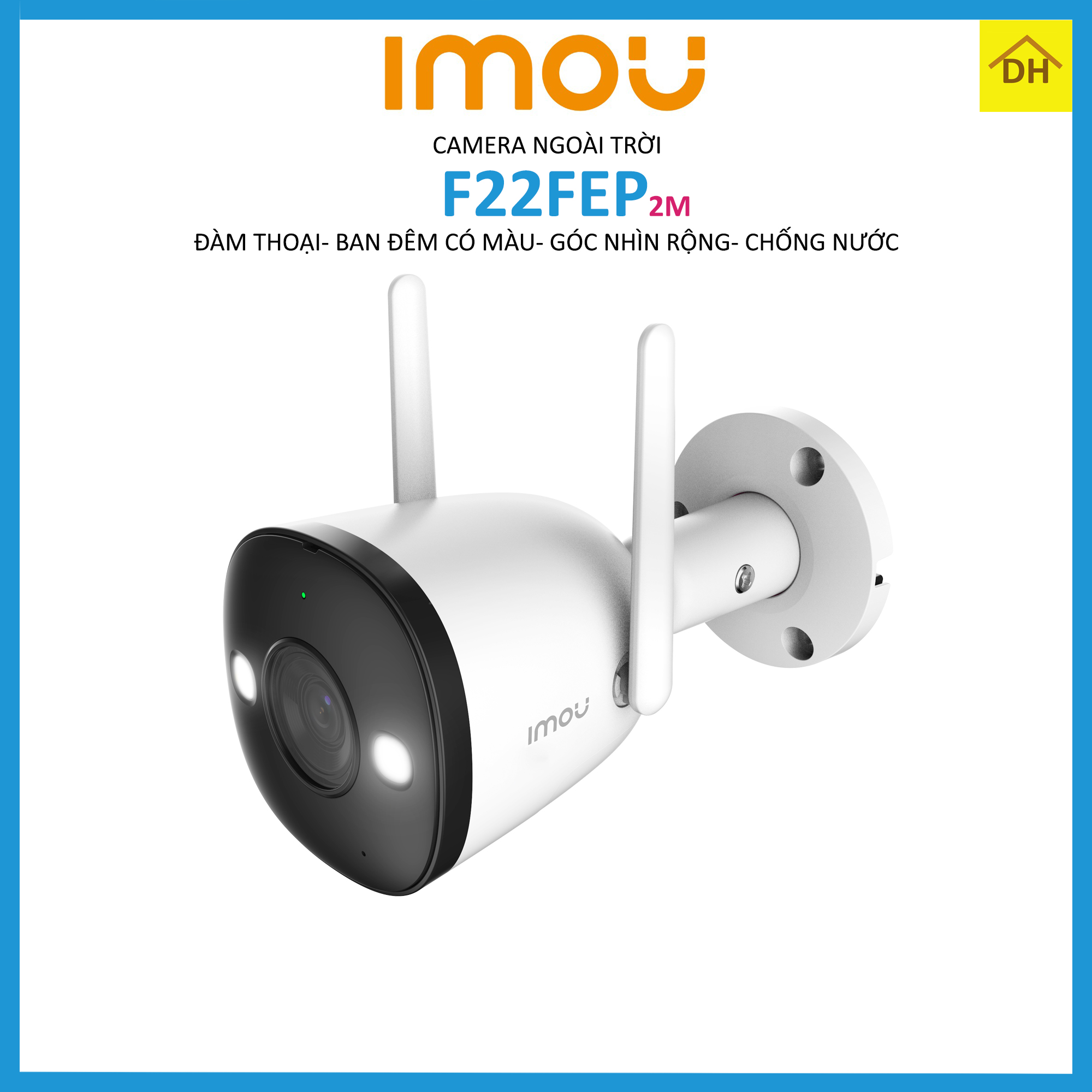 Camera IMOU F22FEP 2M 1080p - Thu Âm- Ban Đêm Có Màu- Đàm Thoại 2 Chiều- Góc Nhìn Siêu Rộng - Wifi Ngoài Trời Chính Hãng