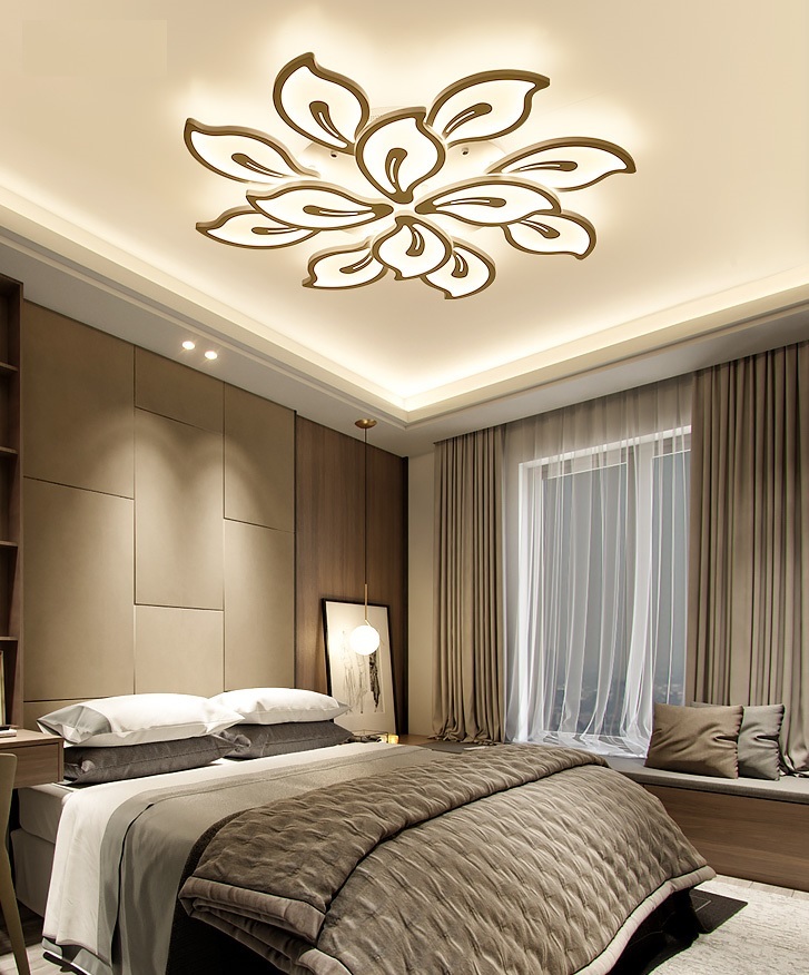 Đèn led ốp trần trang trí hiện đại- đèn 12 cánh hoa, điều khiển xa phân tầng 3 chế độ màu- đèn mâm ốp trần hiện đại lắp đặt đơn giản dễ sử dụng