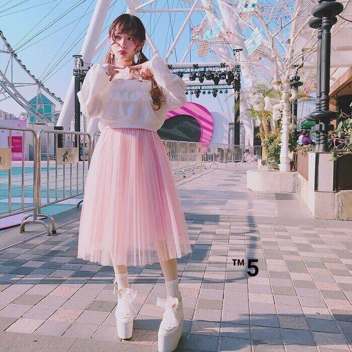 Chân váy ren công chúa bồng bềnh xinh lắm 128-8 ( MÀU HỒNG )