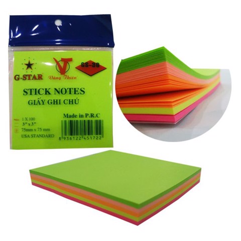 Bộ 2 Xấp Giấy Note, Giấy Ghi Chú G-Star Nhiều Màu - 75 x 75mm