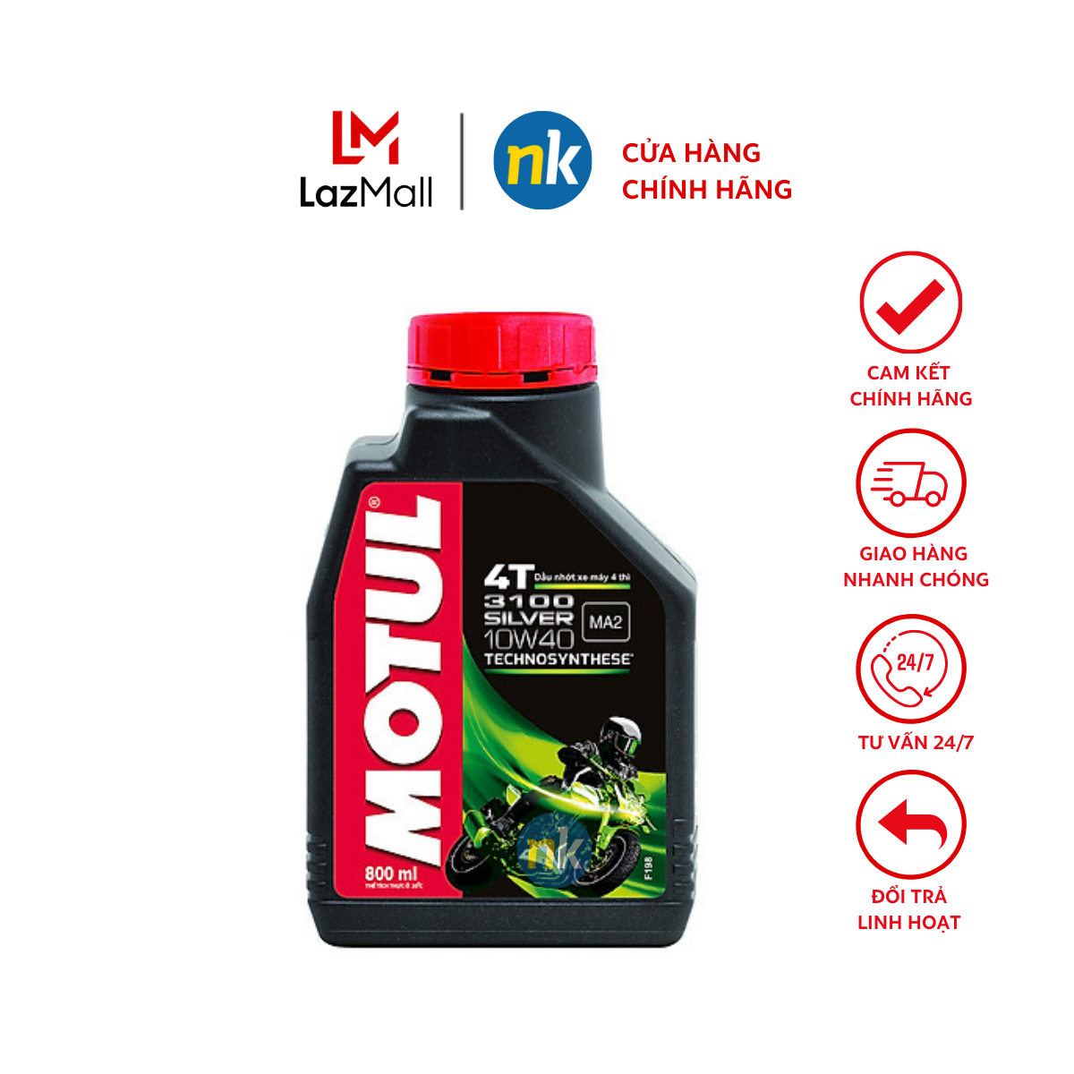 Motul 3100 Silver 10W40 800ml - nhớt xe máy số cao cấp dùng cho xe wave, sirus, Exciter, Winner X, mô tô PKL PKN, hàng chinh hãng, uy tín, giá rẻ