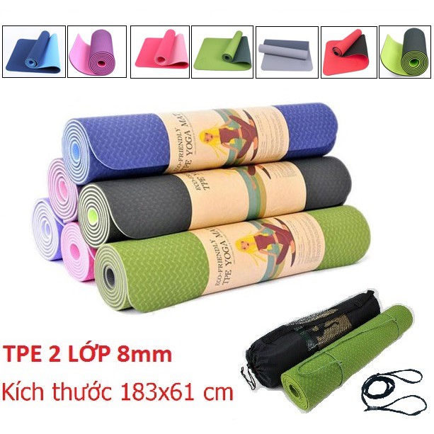 Thảm tập yoga tpe 2 lớp dày 6mm