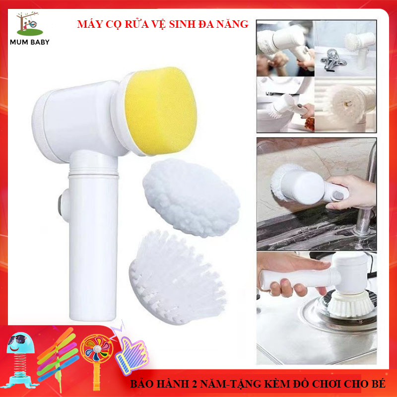 Máy cọ rửa cầm tay đa năng sạc USB, bàn chải vệ sinh nhà bếp, bồn rửa mặt, đánh bóng giày với 3 đầu thay thế tiện lợi