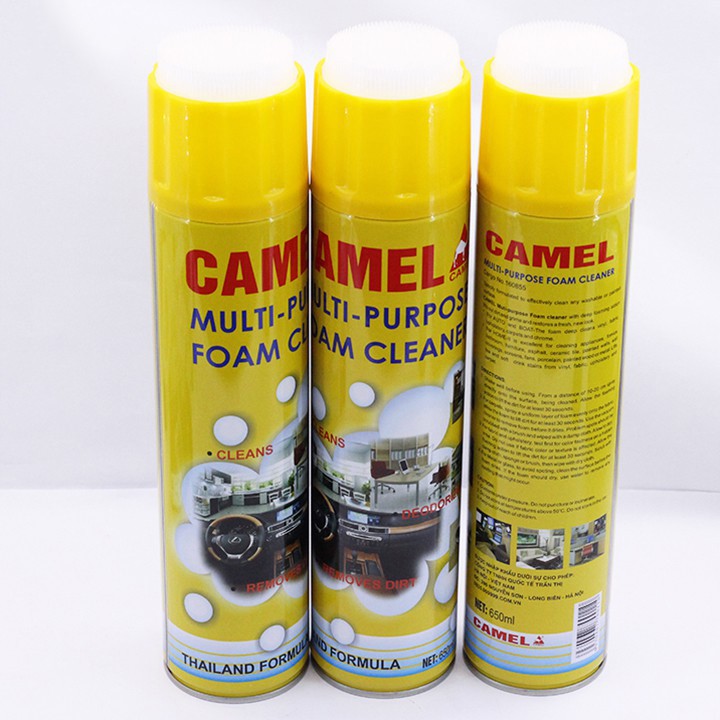 Combo 3 Chai Vệ Sinh Nội Thất Ô Tô Đa Năng Camel, Xịt Bọt Đa Năng Camel làm sạch nội thất ô tô xe hơi, nội thất gia đình