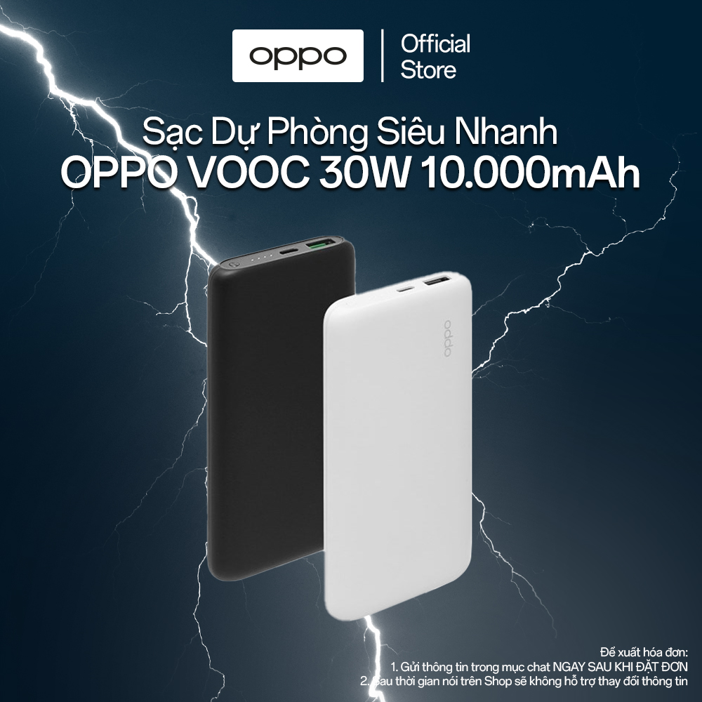 Pin Sạc Dự Phòng Siêu Nhanh OPPO VOOC 30W 10.000 mAh PBV02 | Hỗ Trợ Sạc Nhanh 30W | 1 USB Và 1 Type C | Hàng Chính Hãng