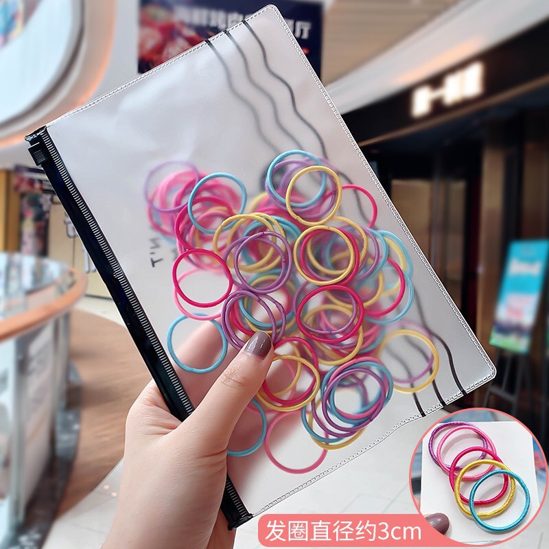 Túi 100 chun trơn màu sắc kèm túi đựng cho bé