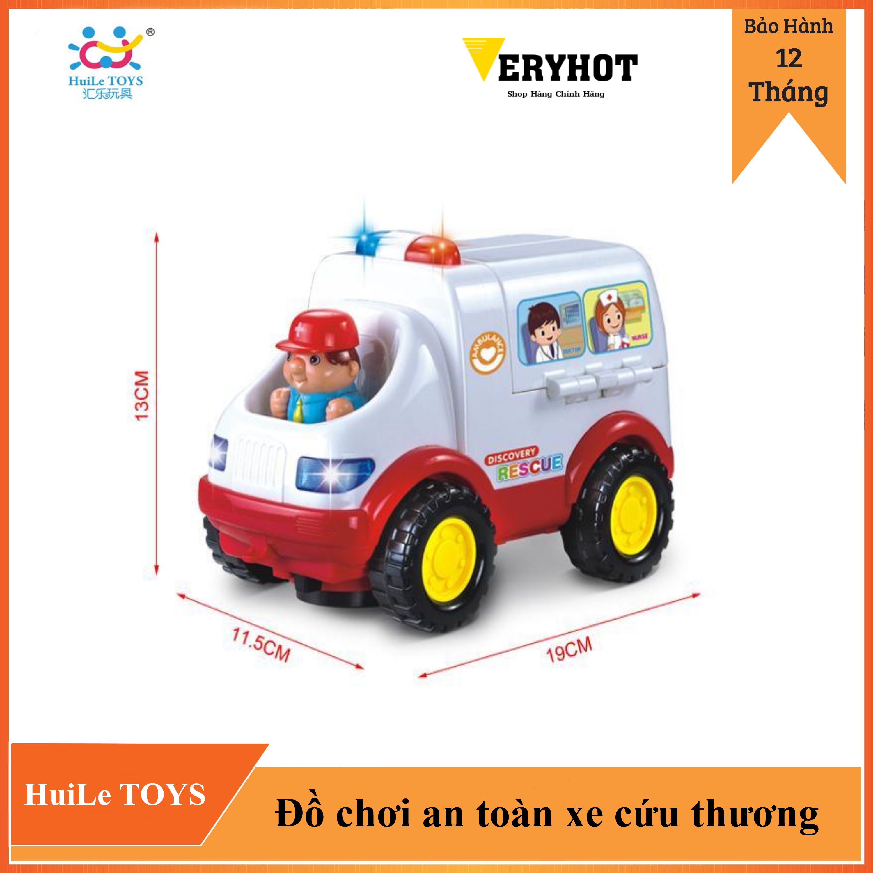 Đồ chơi an toàn xe cứu thương chạy pin phát triển chí thông minh cho bé đến từ hãng  Huile Toy 836