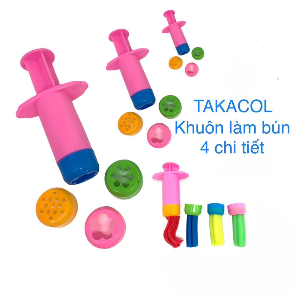 Bộ ống làm bún spaghetti cuộn kem chơi bột nặn đất nặn an toàn Takacol nhiều chi tiết. đồ chơi