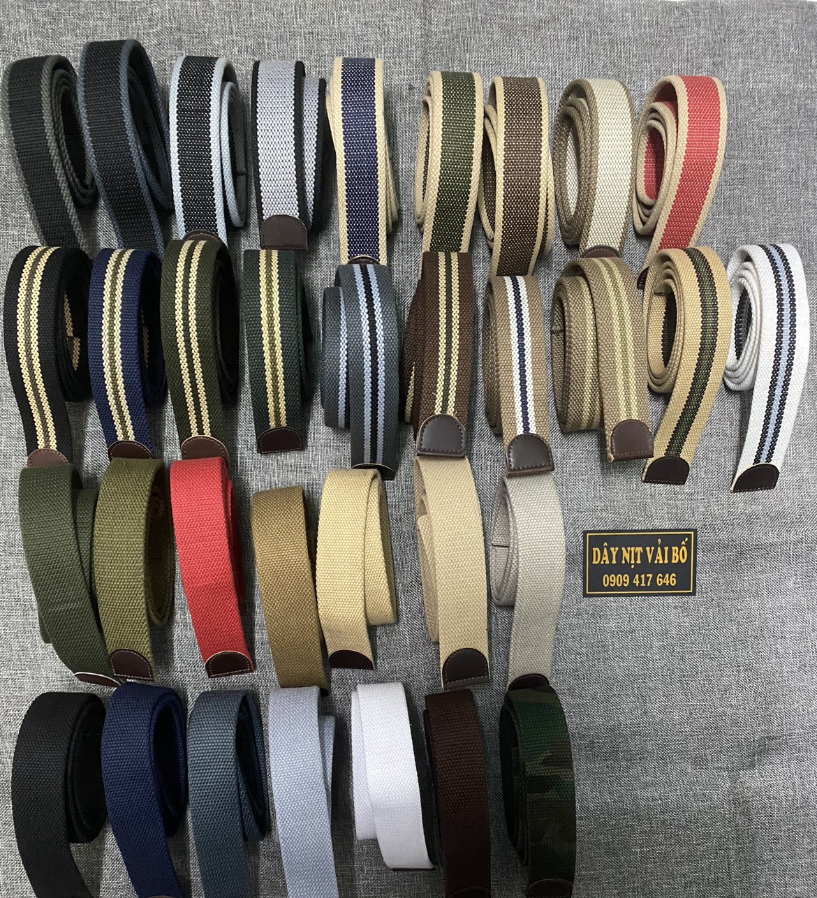 Thắt lưng Dây nịt vải bố màu lính chỉ dây rời không bao gồm mặt nịt bút nịt buckle hơn 36 màu dây bản dày 4mm rộng 3.8cm