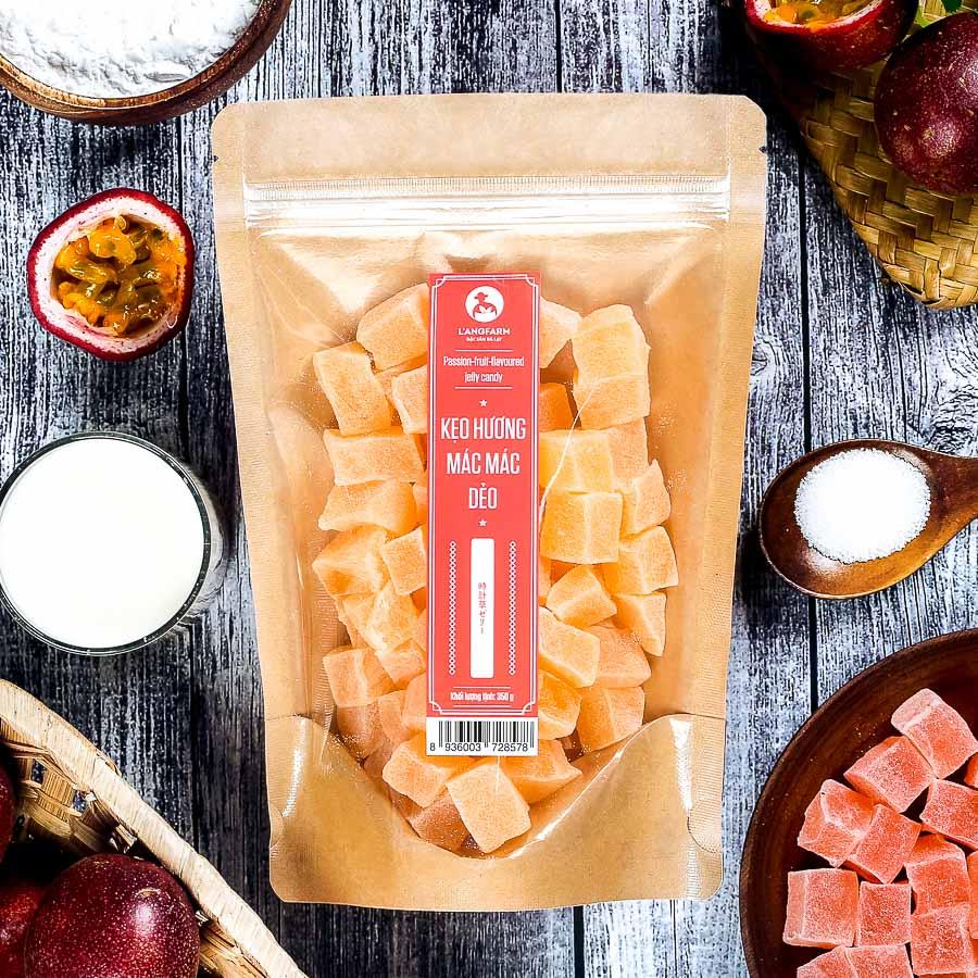 Kẹo hương mác mác dẻo L'ANGFARM - Đặc sản Đà Lạt 350g/bịch, mẫu kraft 1 mặt trong