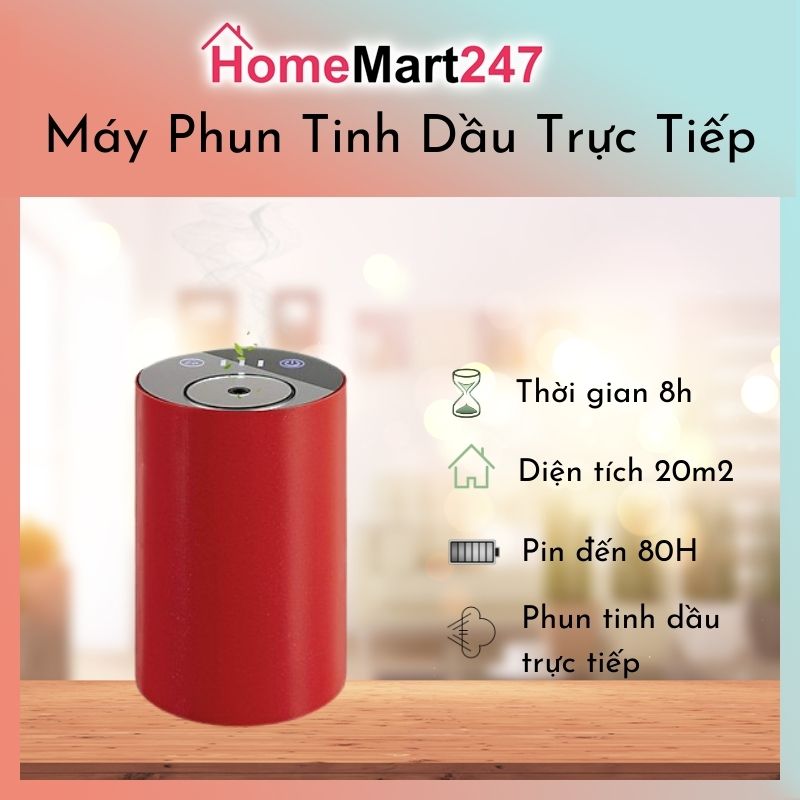 Máy xông tinh dầu phun tinh dầu trực tiếp, không cắm điện, dùng pin sạc