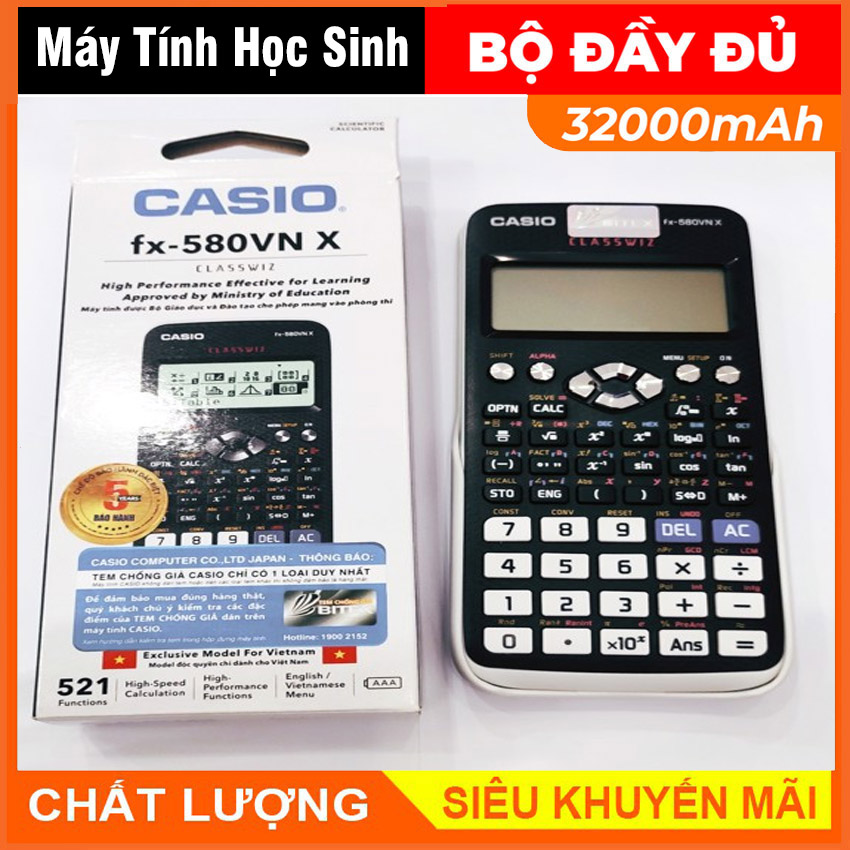 Máy tính.Máy tính Casio.máy tính cầm taymáy tính mini FX 580VN X giá siêu tốt Máy Tính Casio FX580VN X Dành Cho Học Sinh Cấp 2 Cấp 3. Màn hình LCD Độ Phân Giải Cao Nâng Cấp Chức Năng Giải Toán Tích Cấp Cao