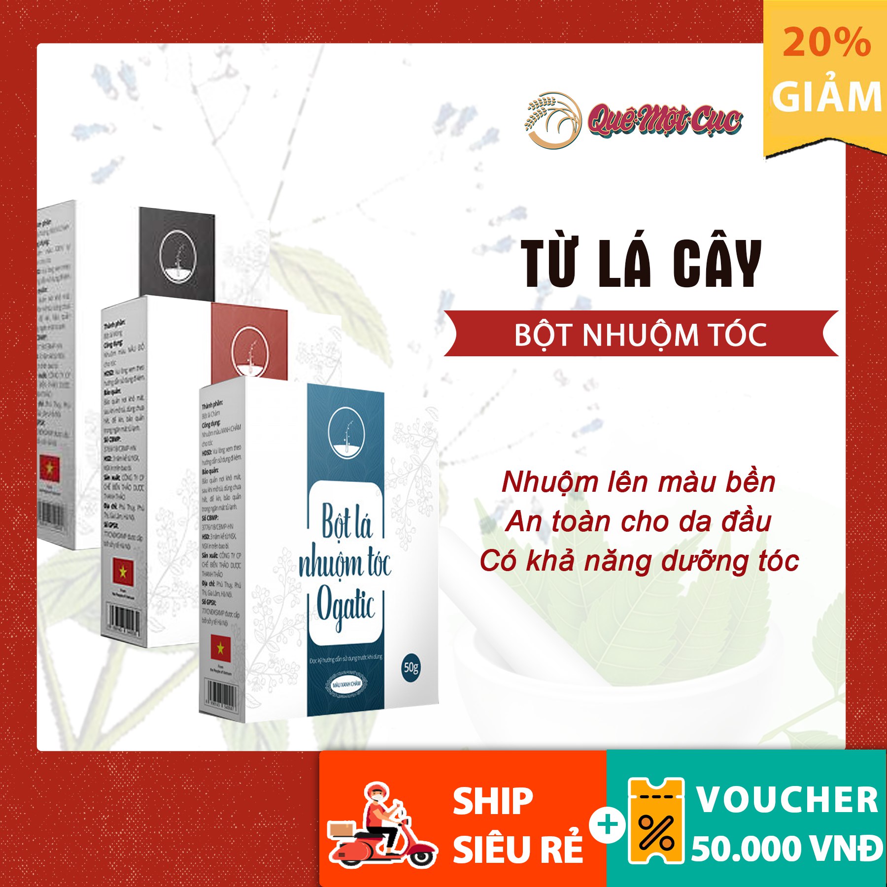 BỘT LÁ NHUỘM TÓC OGATIC SẢN PHẨM AN TOÀN KHÔNG HÓA CHẤT