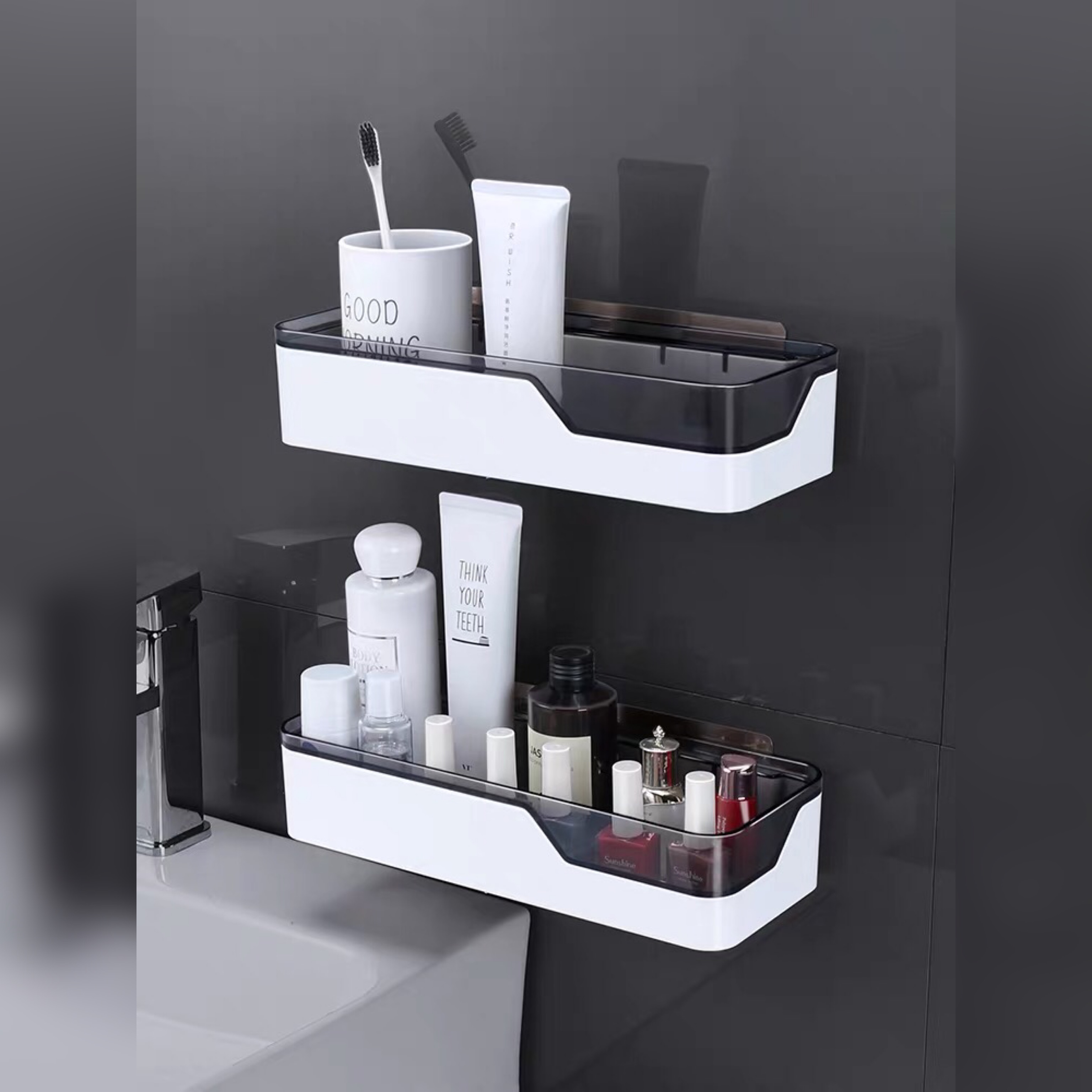 Kệ để đồ nhà tắm ShuangQing Chính Hãng chất liệu nhựa ABS cao cấp lắp đặt dán tường, kenhatam