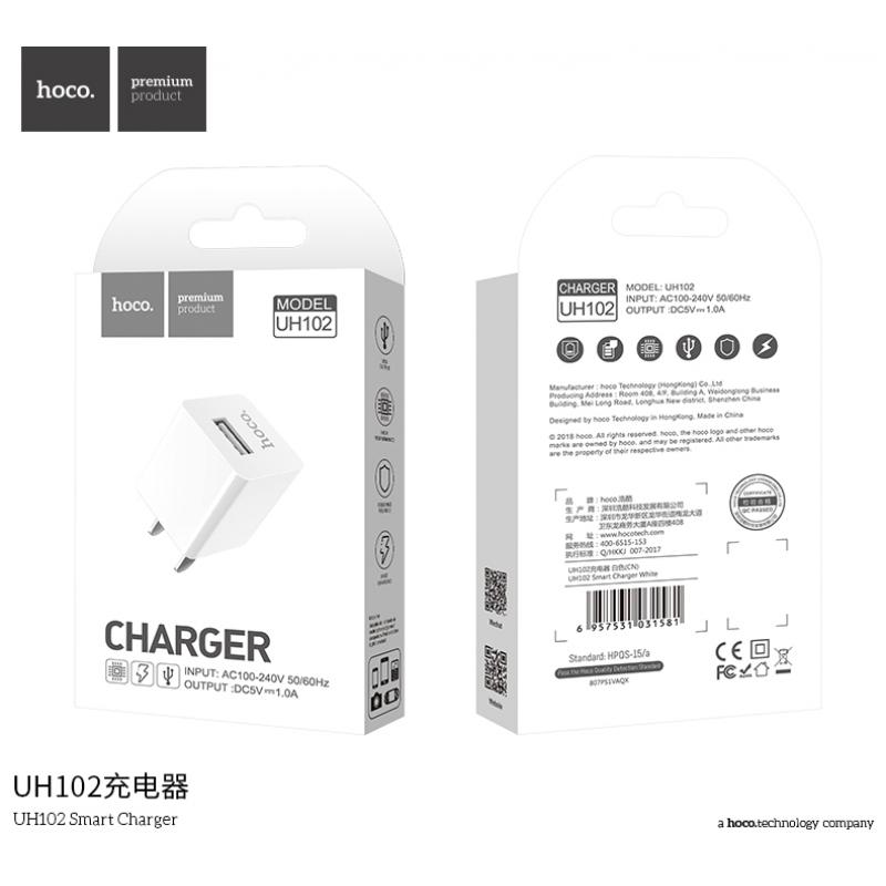 Cốc sạc nhanh 5v 1a hoco uh102 1 cổng usb chính hãng