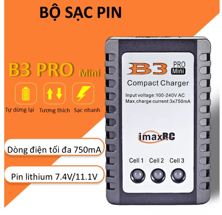 Bộ sạc pin lipo 2s-3s b3ac 7.4-11.1v