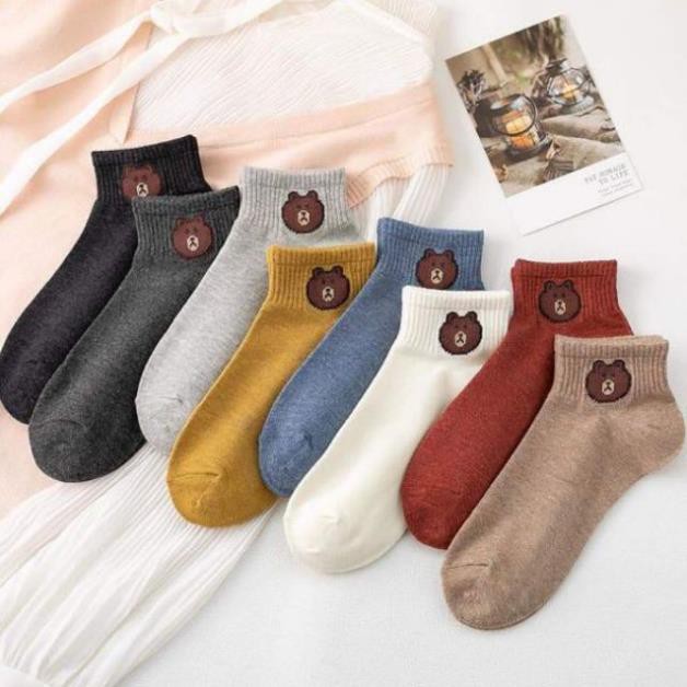 Tất nữ hình gấu nhiều màu sắc, tất nam nữ chống hôi chân