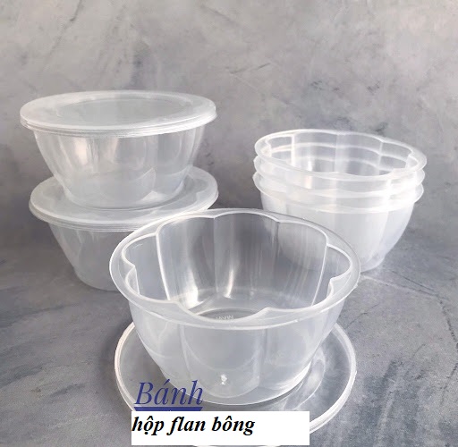 Combo 50 Khuôn Bánh Flan/ Sữa Chua/ Rau Câu Hình Bông 90ml - Kèm Nắp Đậy