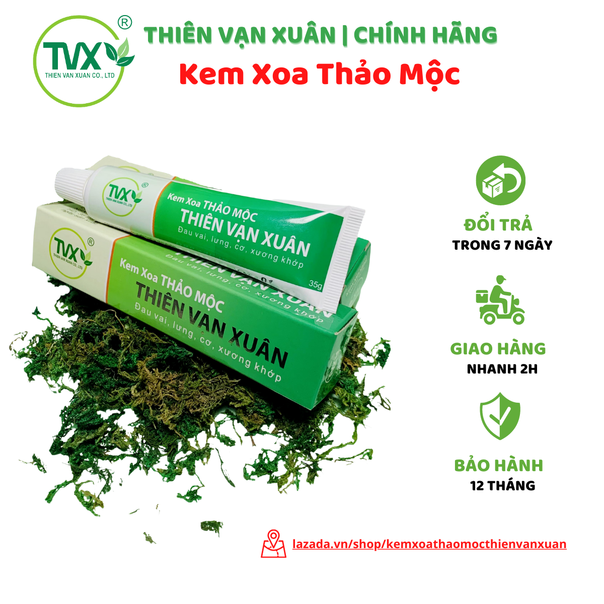KEM XOA THẢO MỘC - THIÊN VẠN XUÂN - KEM XOA BÓP THẢO MỘC ĐAU NHỨC THIÊN VẠN XUÂN (CHÍNH HÃNG)