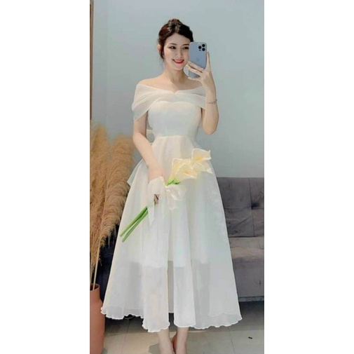 Đầm Nữ dự tiệc tơ voan dáng xòe sang trọng thích hợp dự tiệc thời trang HARI