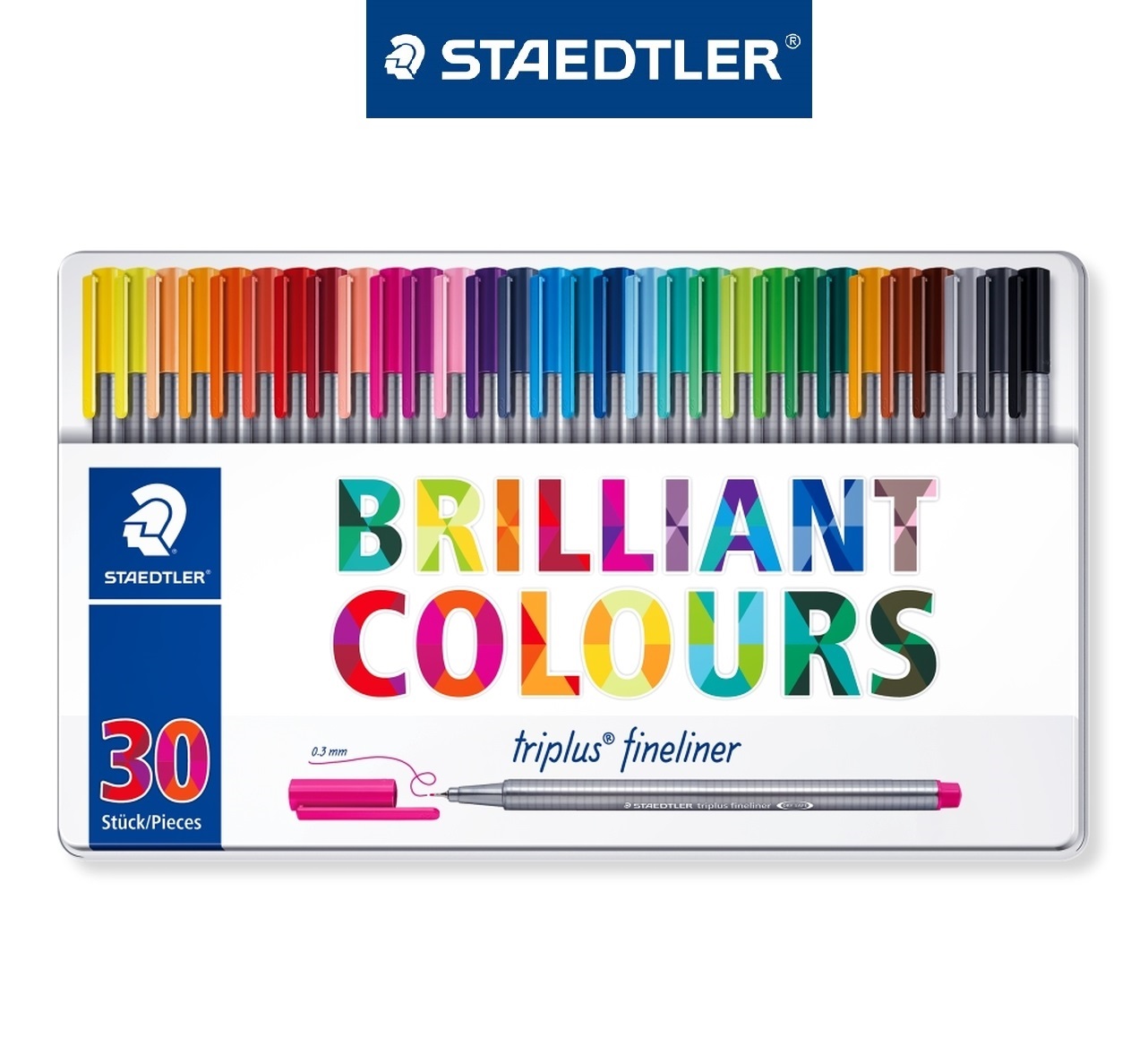 Hộp sắt bút Dạ Kim Nét 0.3mm Cao Cấp Thân 3 Cạnh 334 (30 màu và 50 màu)