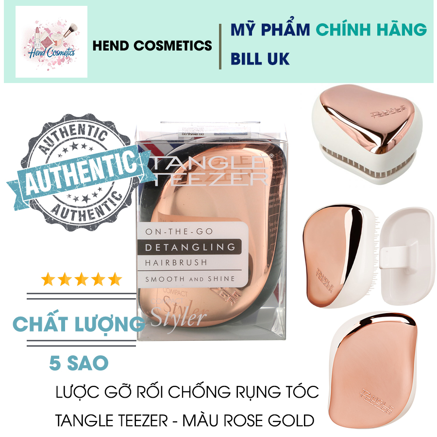Lược gỡ rối ngăn ngừa rụng tóc Tangle Teezer Compact Styler Detangling Hairbrush - Rose Gold