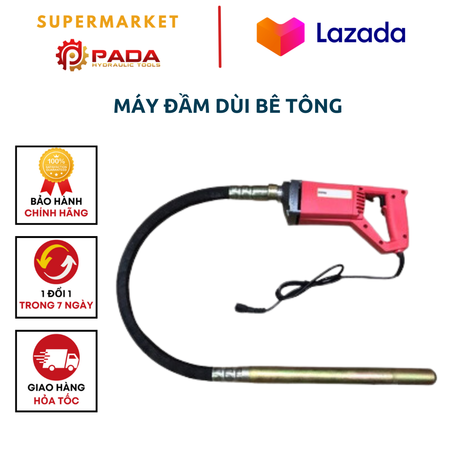 Máy Đầm Dùi Betong Cầm Tay -Công suất 980W-Kèm cả dây đầm 1m2-Bảo hành 6 tháng