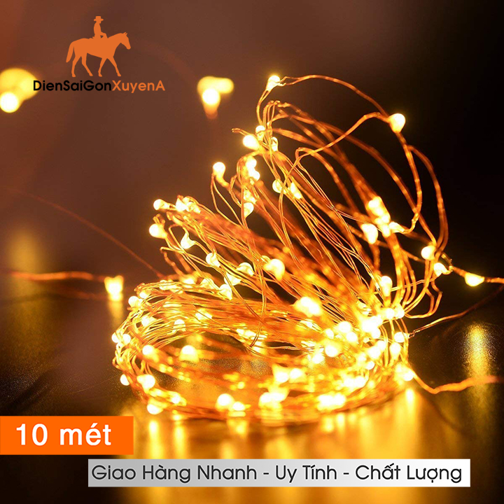 Dây đèn led cước 10m màu vàng nắng trang trí tiệc cưới, giáng sinh (Fairy light)