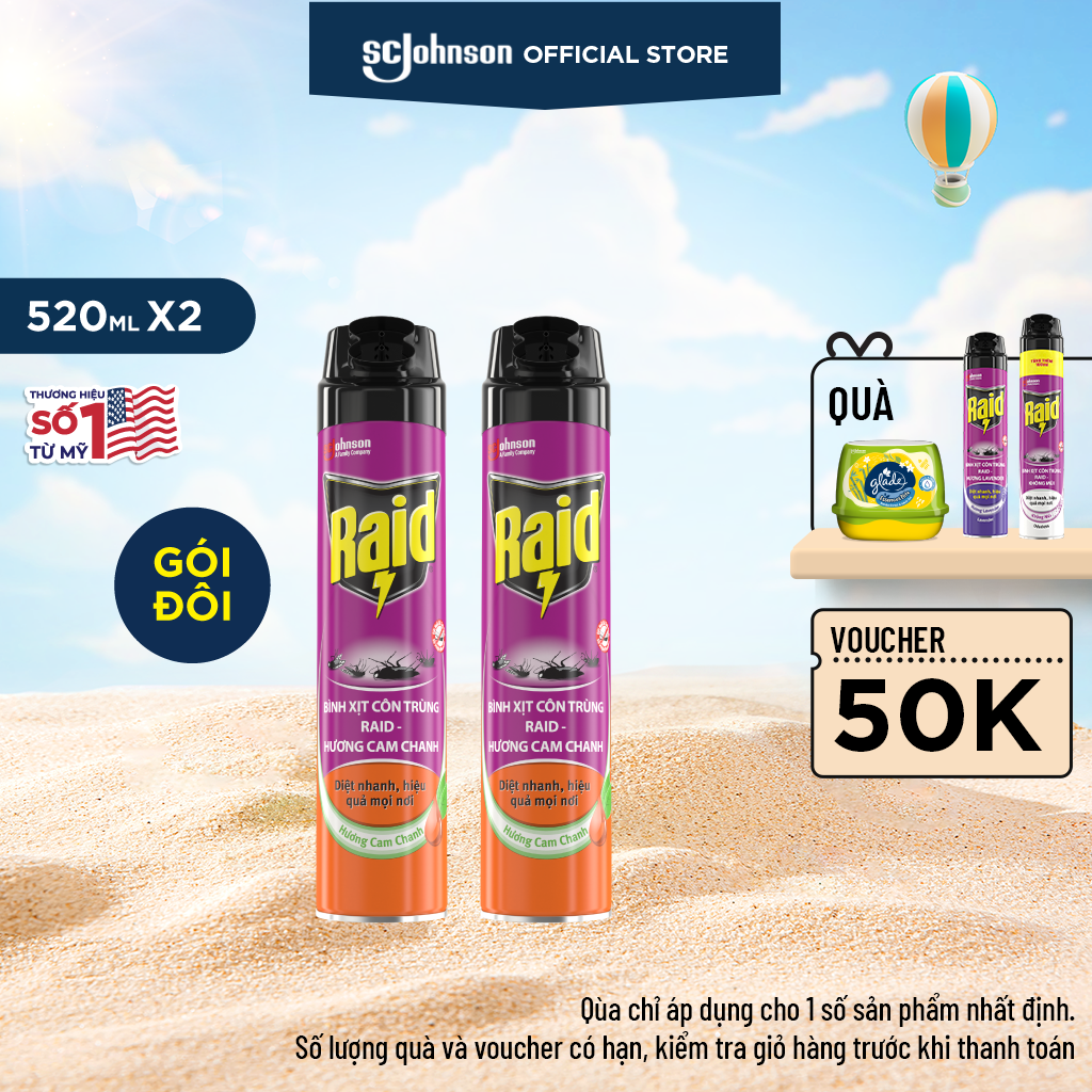 RAID - BỘ 2 CHAI XỊT CÔN TRÙNG 520ML x 2