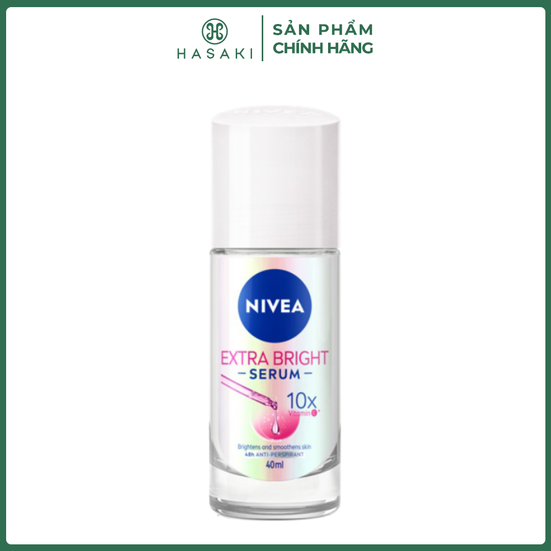 Lăn Khử Mùi Nivea Serum Dưỡng Da Sáng Mịn 40ml Extra White Serum 10X Vitamin C Whitening Deodorant Roll-On Hasaki Sản Phẩm Chính Hãng