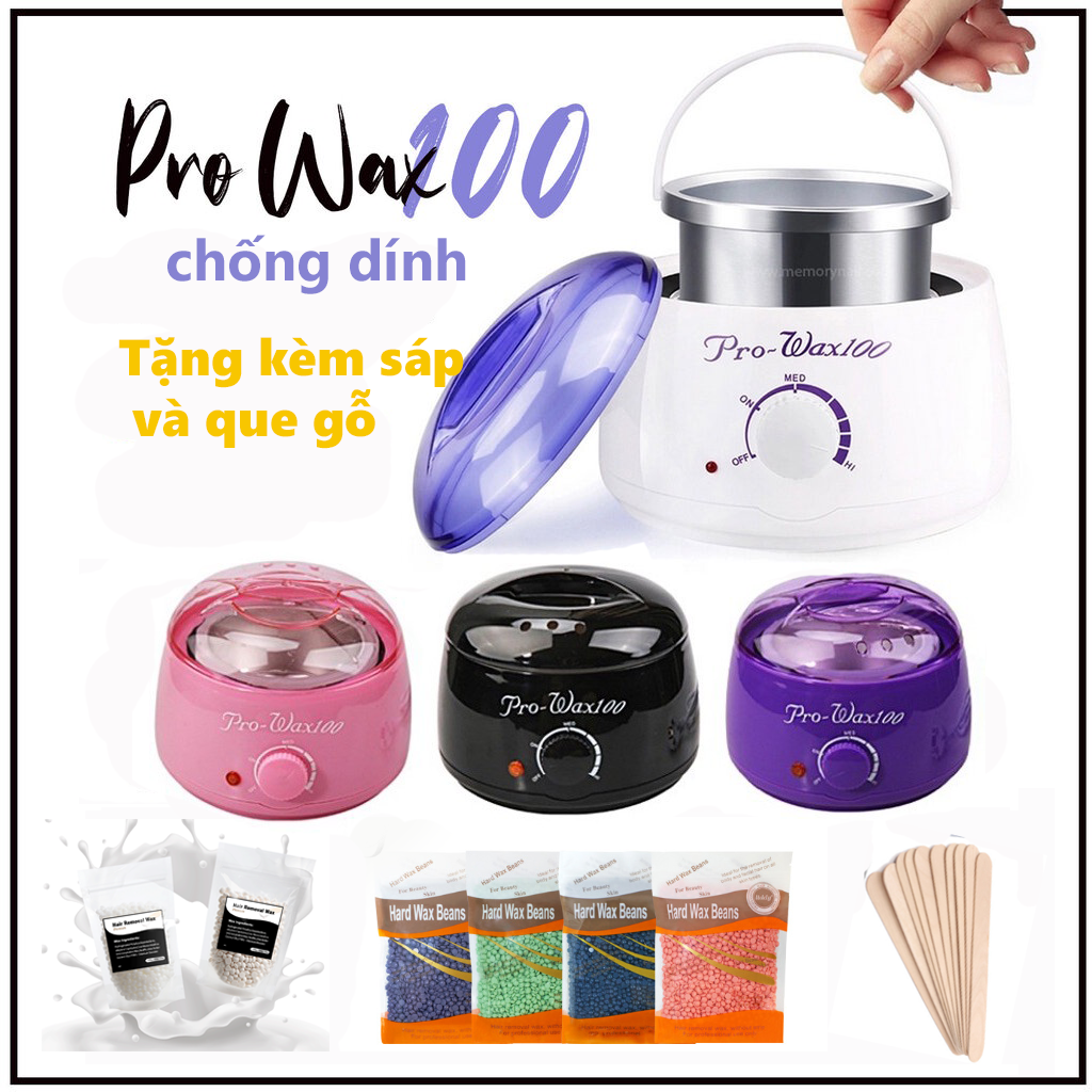 Nồi nấu sáp wax tặng kèm sáp sữa dừa sáp và que gỗ nồi đun sáp wax lông nóng sáp tẩy lông
