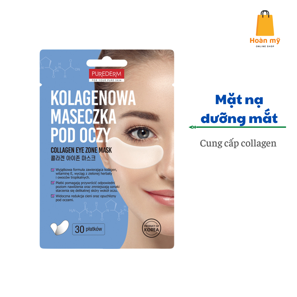 [HCM]Mặt nạ dưỡng mắt PUREDERM Collagen Eye Zone Mask 30 Sheet - Cung cấp collagen dưỡng da, chống nhăn  vùng mắt
