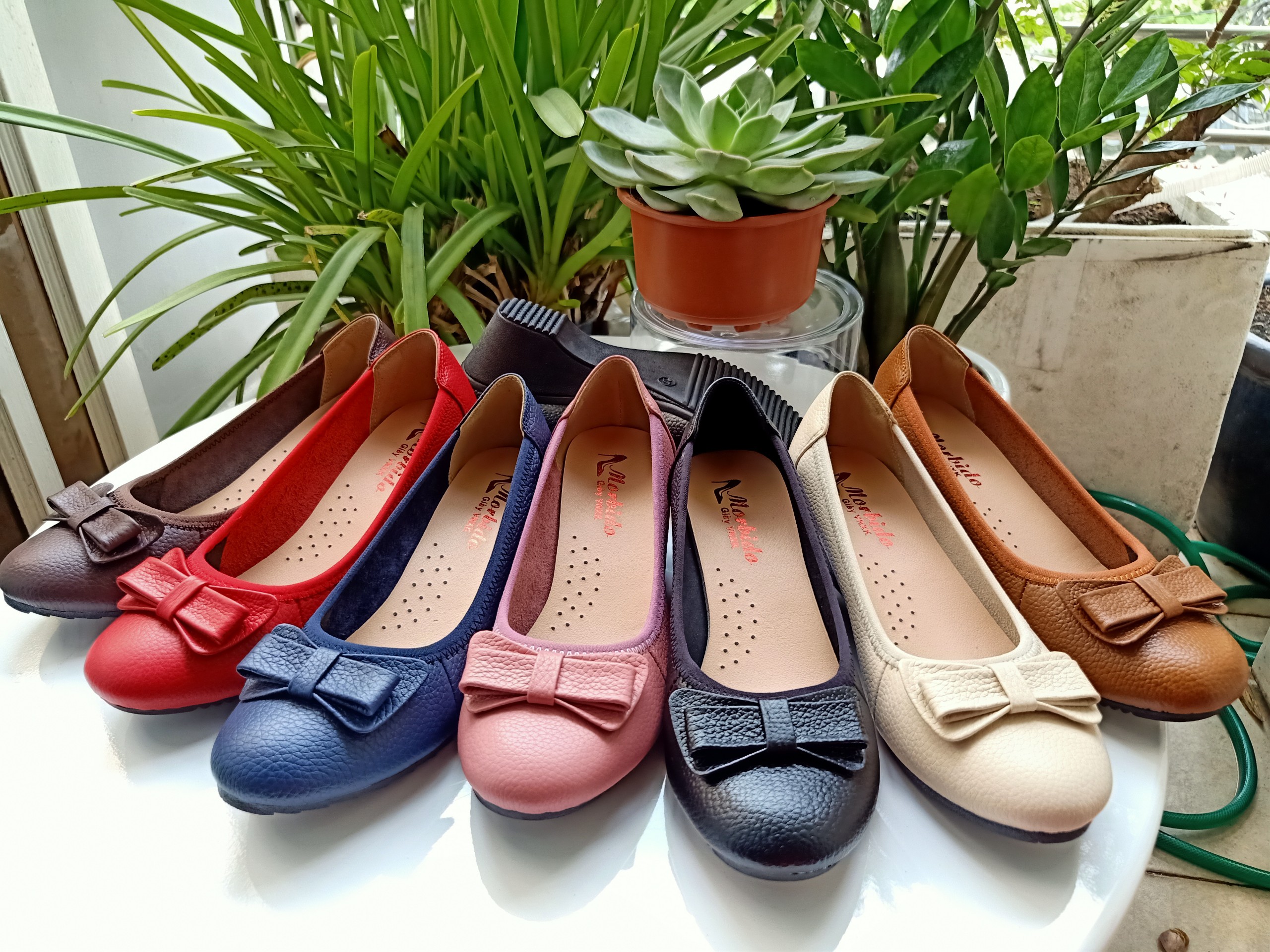 Giày búp bê da thật êm chân đế xuồng 5cm morbido m403
