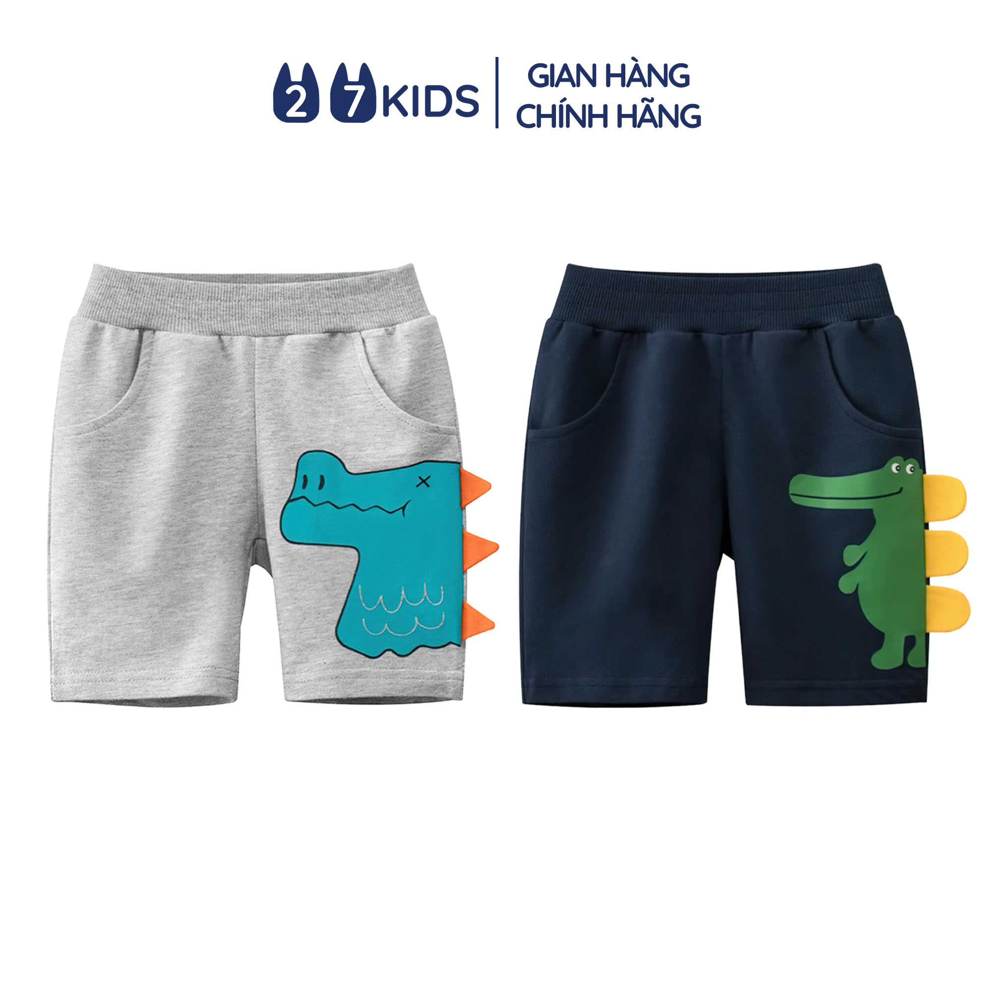 Quần short bé trai 27Kids Quần đùi khủng long nam 100% Cotton cho trẻ từ 2-10 tuổi BSPS5