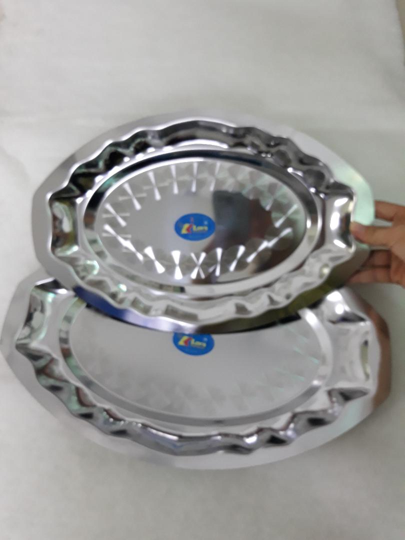 2 Cái Dĩa cạn inox rộng 23cm & 40cm