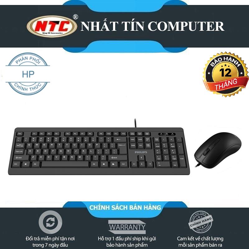 Bộ phím chuột có dây PHILIPS C224 siêu mỏng - công nghệ silent giảm tiếng ồn (Đen) - Nhất Tín Computer