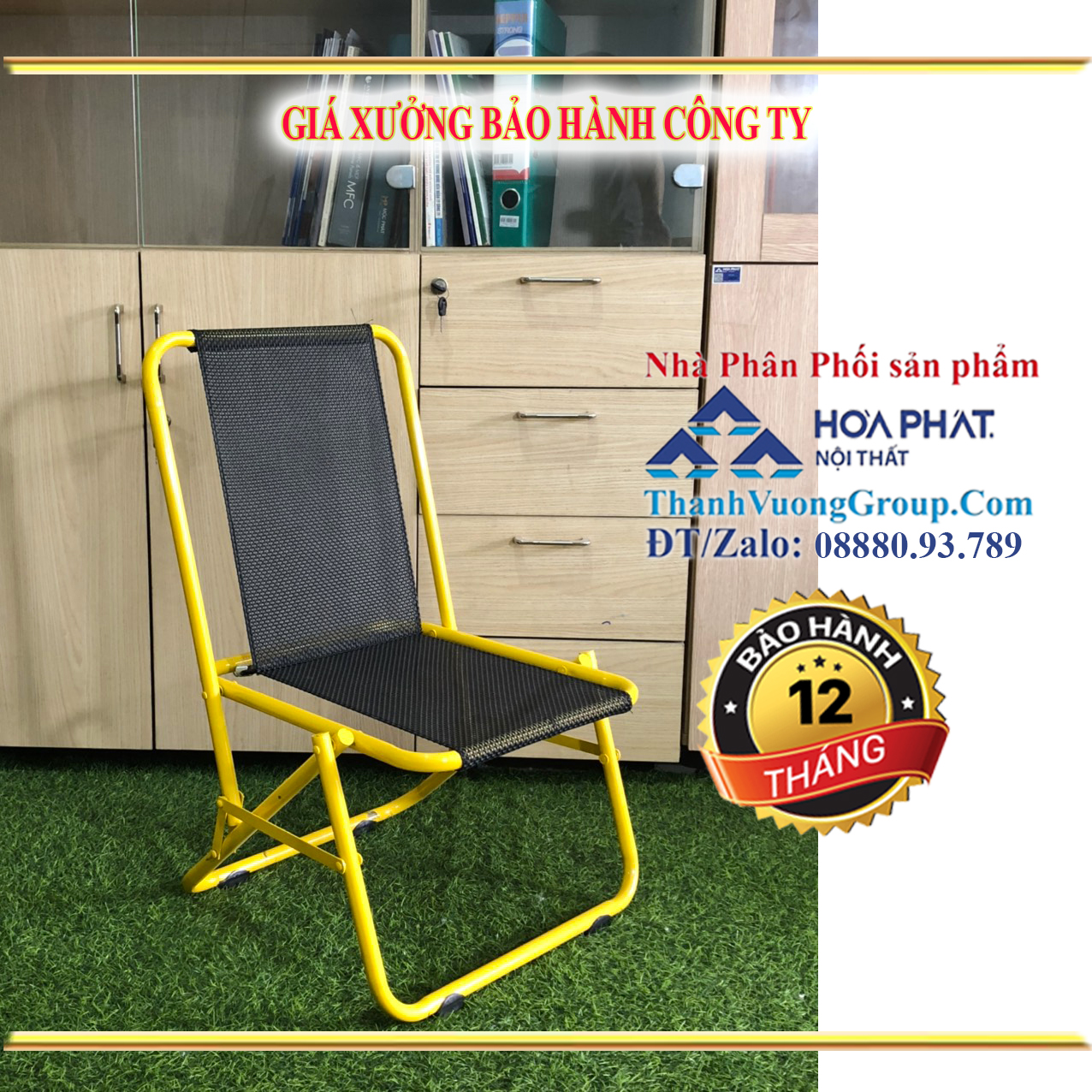 {Giá Xưởng Bảo Hành 12 tháng = 130k-ThanhVuongGroup.Com}Ghế xếp sơn tĩnh điện cao cấp, Lưới nhựa siêu bền Màu vàng