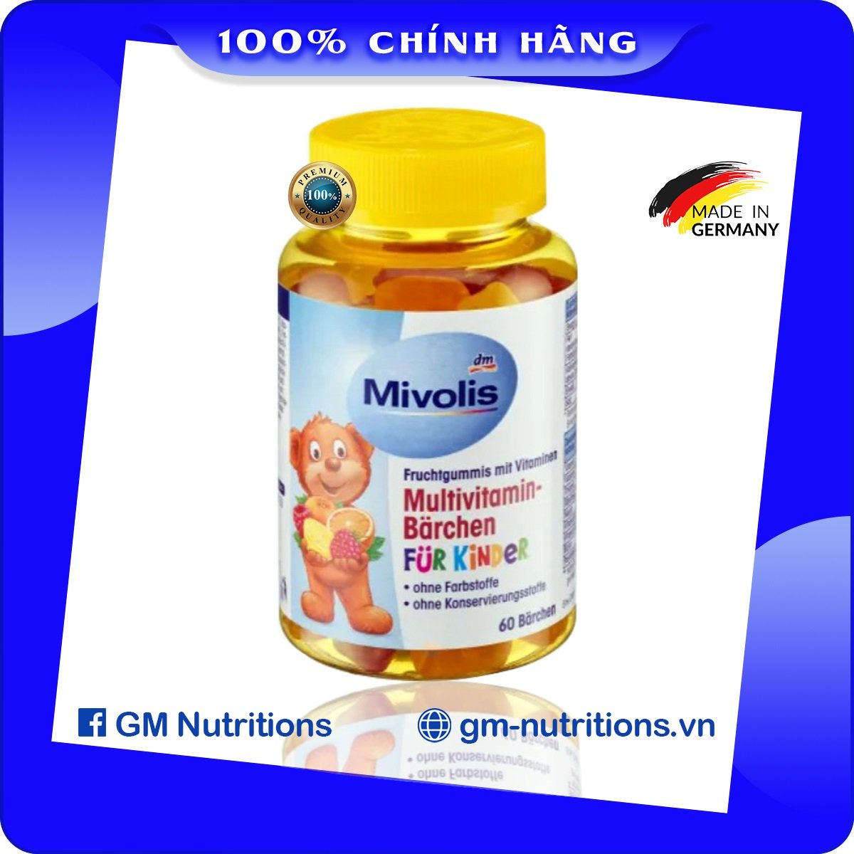 Kẹo gấu của Đức bổ sung Vitamin tổng hợp cho bé Mivolis Multivitamin Barchen 60 viên