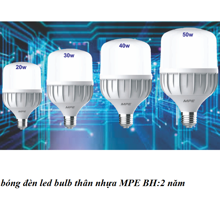 [HCM]BÓNG ĐÈN LED BUP 20W MPE - BÓNG LED TRỤ 20W MPE THÂN NHỰA LBD-20