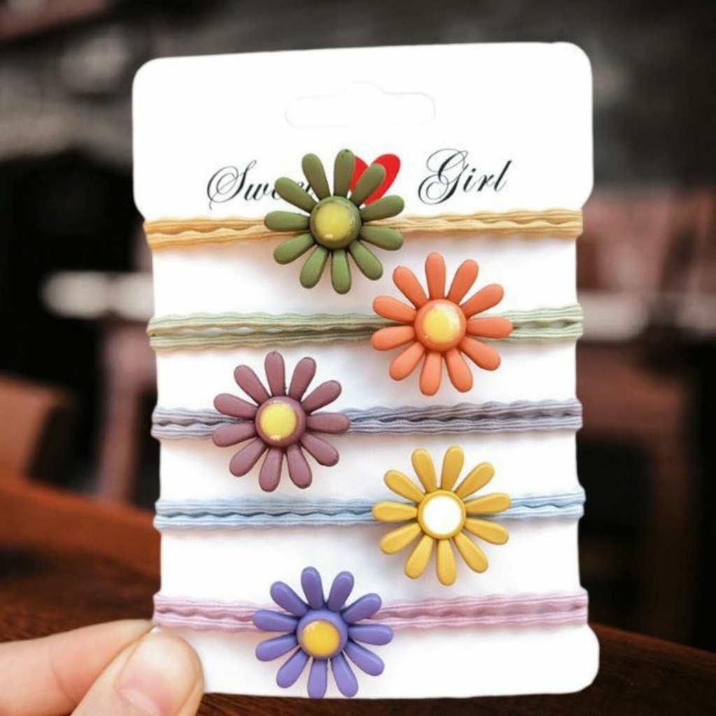 Cột tóc hoa cúc xinh xắn, dễ thương, nhiều màu sắc thời trang, dây thun cột tóc phong cách hàn quốc siêu dễ thương