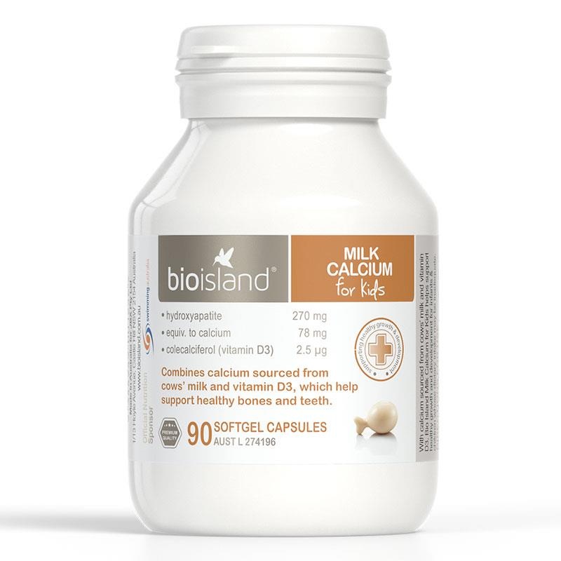 Viên uống bổ sung canxi Bio.is.land Milk Calcium For Kids hộp 90viên của Úc
