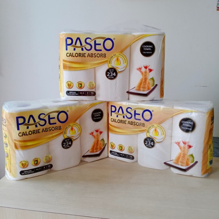 Combo 3 lốc khăn Giấy bếp Paseo thấm hút cực nhanh dầu mỡ Calori thừa 3 cuộn/lốc