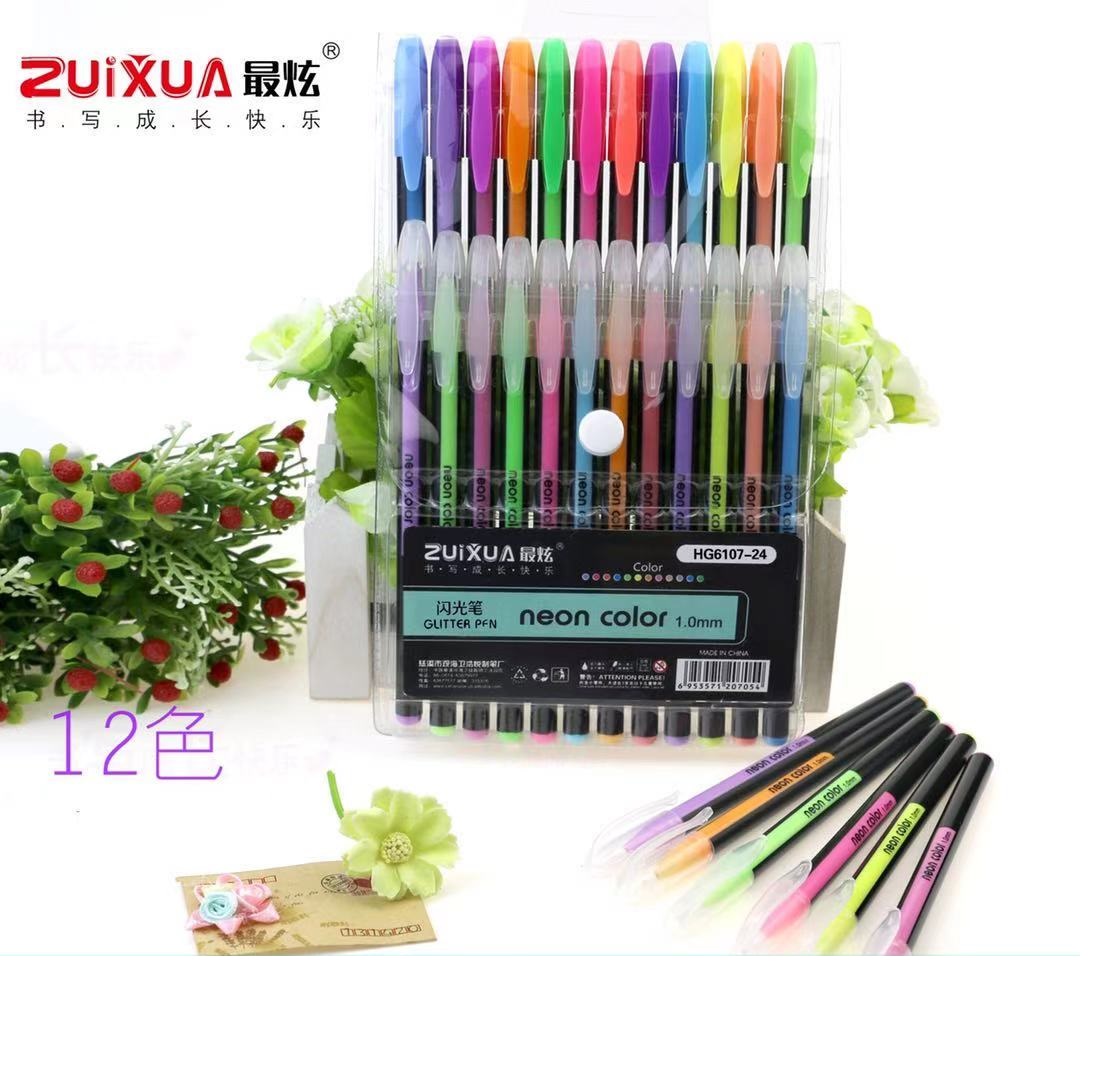Bộ Bút Nhũ Neon Color ZUIXUA 12 Màu 💕 FREESHIP 💕 Loại Highligh, Glitter, Pastel Dùng Để Trang Trí, Highlight, Take Note
