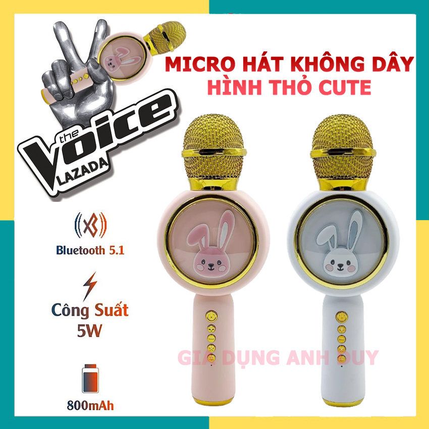 Mic karaoke ,micro karaoke bluetooth không dây kèm loa x6 hình thỏ đáng yêu âm thanh hay trầm ấm hát hay bắt giọng
