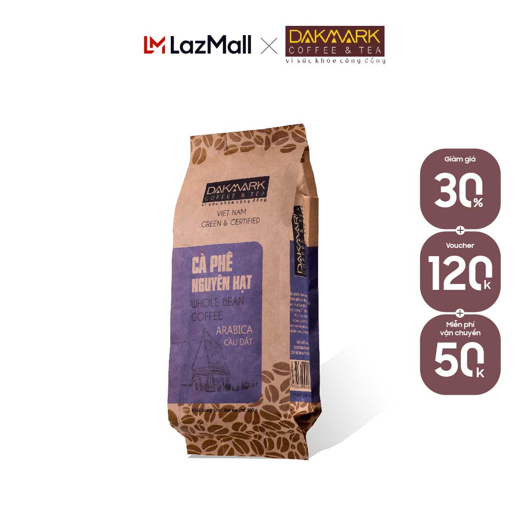 Combo 2 Gói - 1kg Cà phê Arabica Cầu Đất nguyên hạt Dakmark