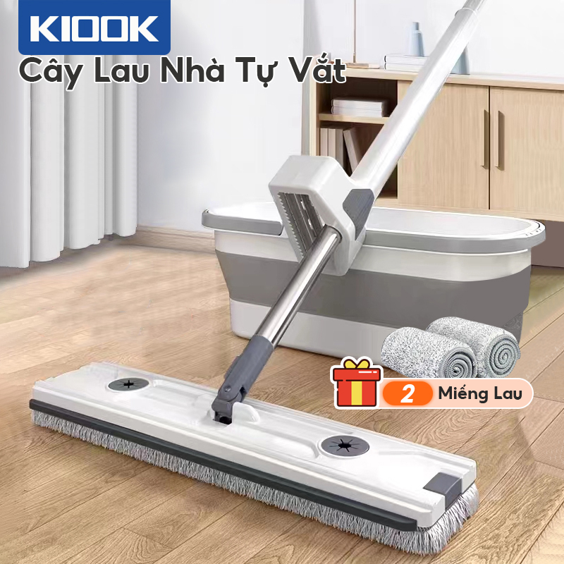 Kiook chổi lau nhà cây lau nhà tự vắt, cây lau nhà 360 độ, cây chà sàn nhà tắm, lau sạch khô nhanh