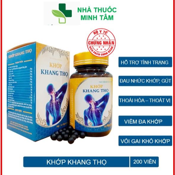 Khớp Khang Thọ - hộp 200 viên, hỗ trợ các bệnh về xương khớp, thoái hóa khớp, vôi gai khớp, đau mỏi khớp, viêm khớp