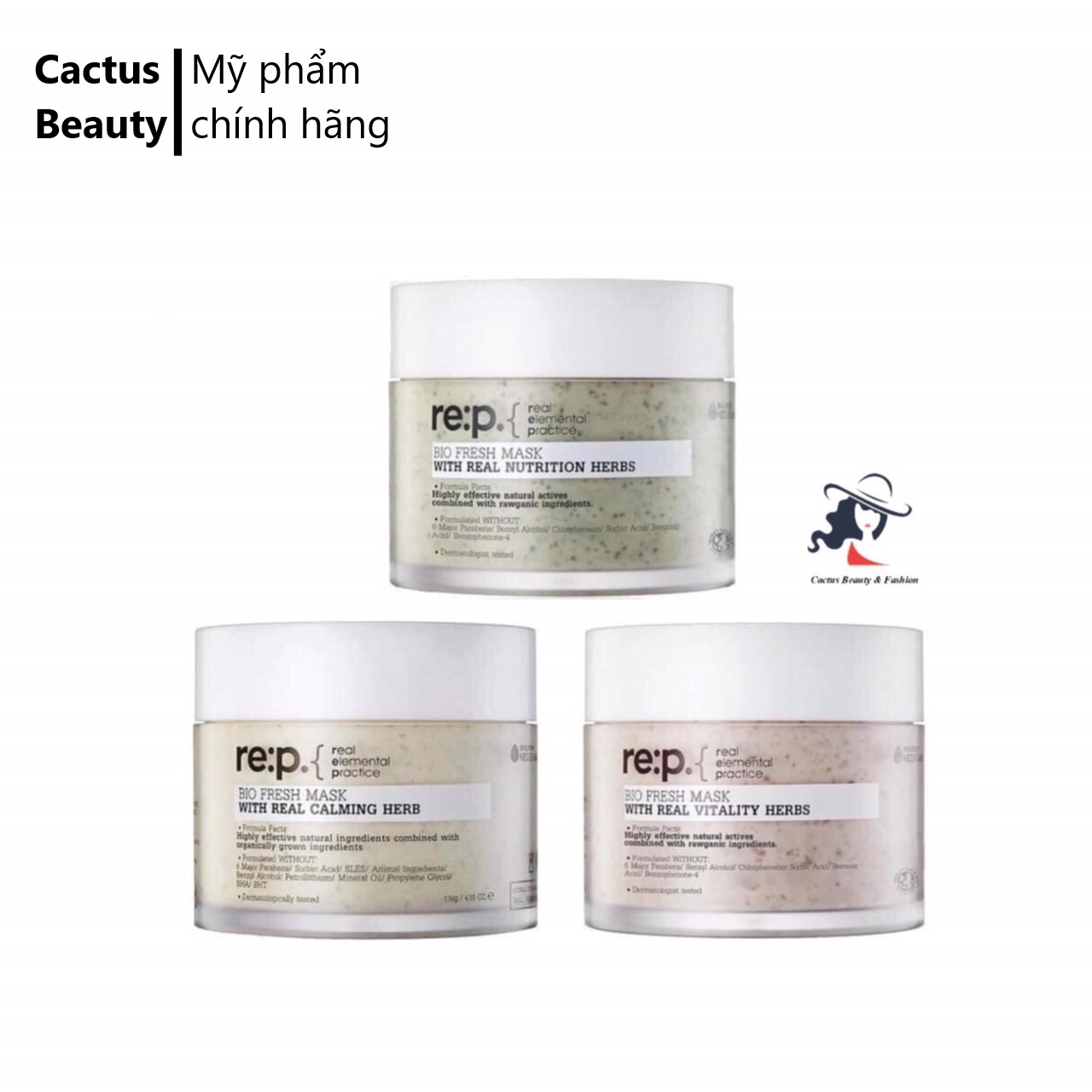 Mặt nạ đất sét re:p bio fresh mask with real herbs 130g đủ mùi
